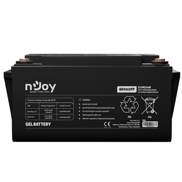 APC (NJOY) GE6512FF Akkumulátor 12V, 213W/cell, VRLA GEL, gondozásmentes T6(M6)