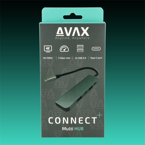 AVAX USB HUB USB-C 5in1 2xUSB3.0, USB-C, HDMI, 100W