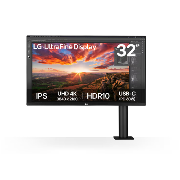 LG IPS monitor 31.5" 32UN880K, 3840x2160, 16:9, 350cd/m2, 5ms, HDMIx2/DisplayPort/USB-C/USBx2, Pivot, hangszóró
