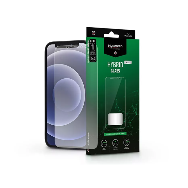 MyScreen Protector APPLE IPHONE 12/12 PRO RUGALMAS ÜVEG KÉPERNYŐVÉDŐ FÓLIA - HYBRID GLASS LITE - TRANSPARENT