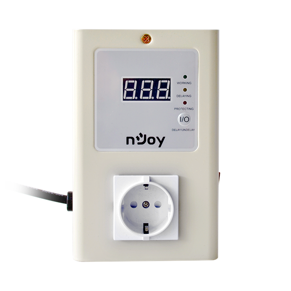 NJOY Relé Royer 16A, Digital display, Időkésleltetési funkció 1xSchuko, 195V-250V