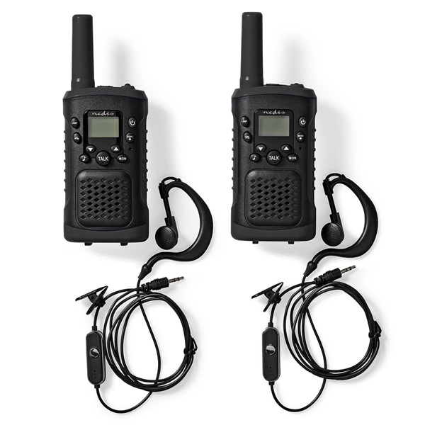 Nedis WLTK0610BK Walkie-Talkie készlet, 2 kézibeszélő 6 km-ig, 8 csatorna, 38 alcsatorna, 61 DCS kód, PTT/ VOX, LED lámp
