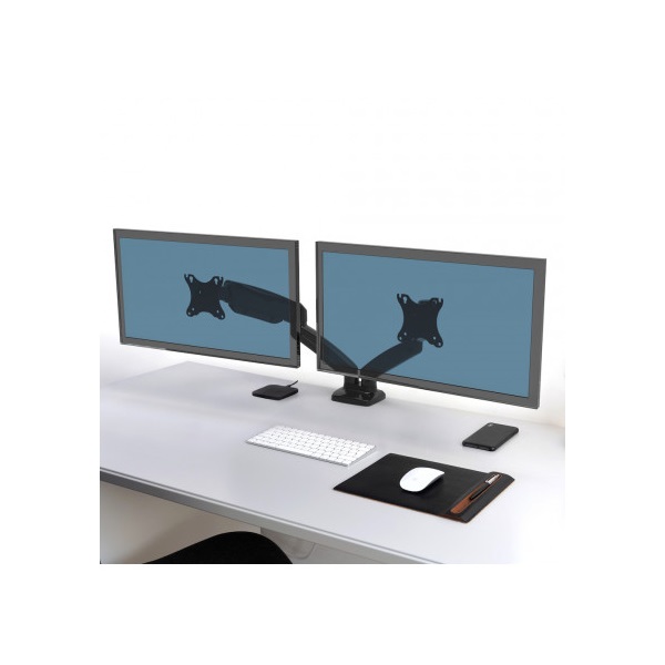 PORT DESIGNS-Port Connect Asztali monitor állvány - dupla, 75x75/100x100, 32"-ig, max 8 kg, forgatható, dönthető