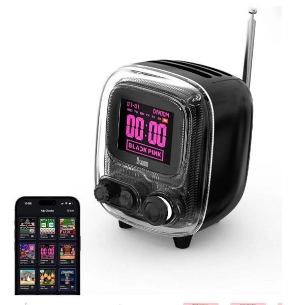 DIVOOM Hangszóró, fotóalbum és dalszöveg hangszóró, TIIVOO-2, fekete