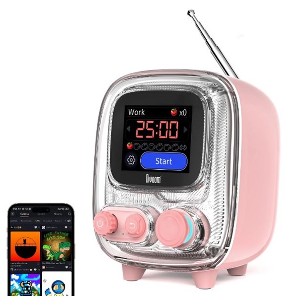 DIVOOM Hangszóró, fotóalbum és dalszöveg hangszóró, TIIVOO-2, pink