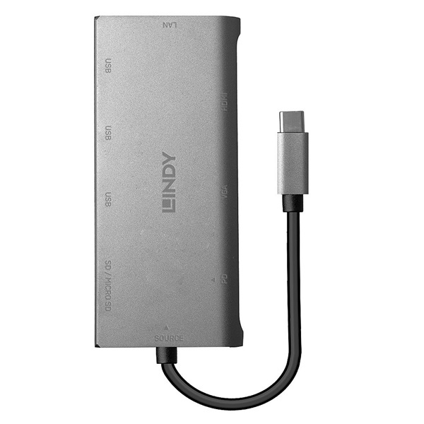 LINDY HUB USB 3.0 Dokkoló állomás USB-C, Multi-Port, töltési lehetőséggel, 5 port