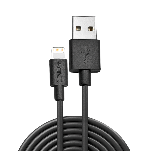 LINDY Kábel USB 2.0 A - Lightning M/M, 3m, fekete