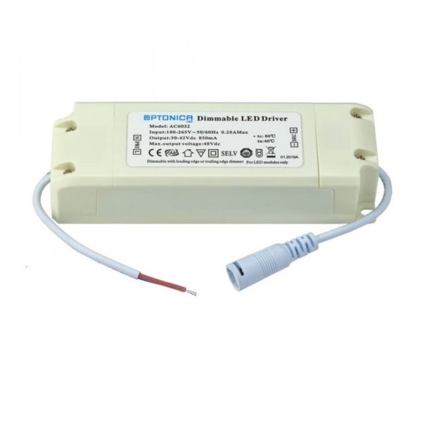 OPTONICA LED Dimmelhető panel driver, 36W, 30-42V, 900mA - AC6032