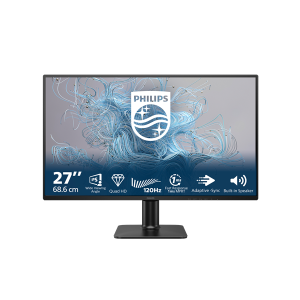 Philips IPS monitor 27" 27E2N2500, 2560x1440, 16:9, 300cd/m2, 4ms, VGA/DisplayPort/HDMI, 120 Hz , hangszóró