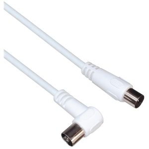 PREMIUMCORD Antenna kábel, koax, 90° hajlított csatlakozó, TV-hez, 10m, fehér