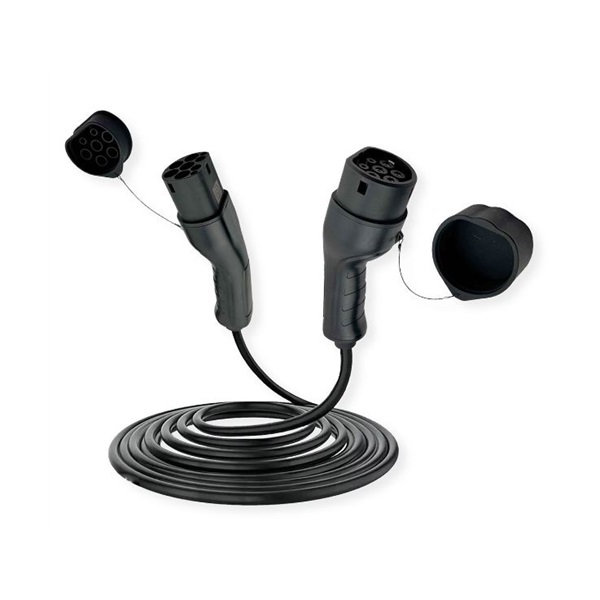 ROLINE EV Kábel, Elektromos autó töltő kábel, Type2, 3 fázisú, 22 kW, 7,5m, fekete