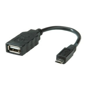 ROLINE Kábel USB 2.0 OTG kábel,   0,15m, fekete