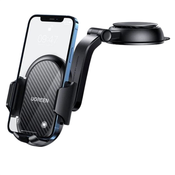 UGREEN Autós telefon tartó 4,7" - 7,2" tapadókorongos, vízesés alakú, 360°-ban elforgatható, fekete