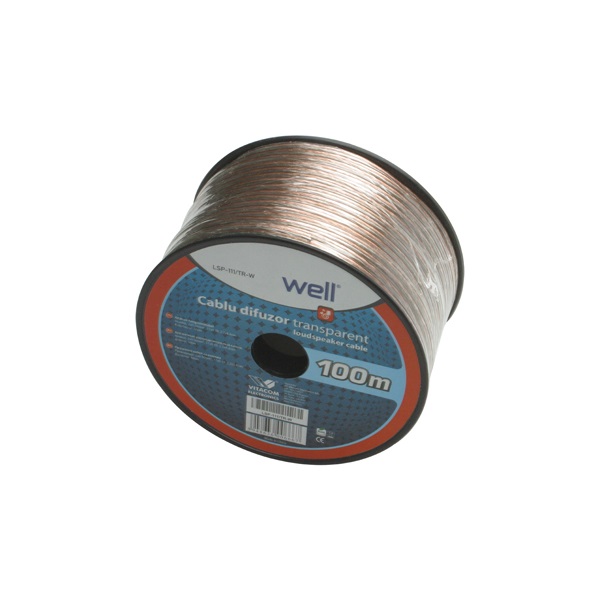 WELL Hangszóró kábel, audio kábel, 2x0,50, 100m, átlátszó