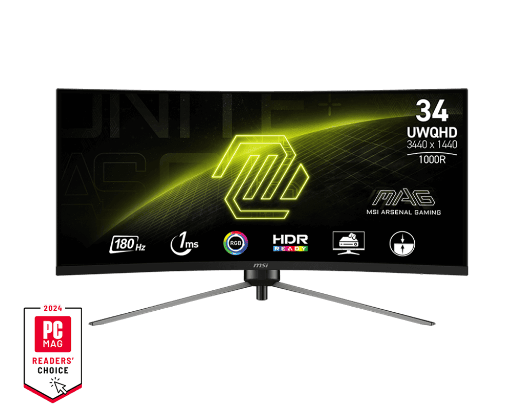 MSI MAG 345CQR 34" VA 21:9 180Hz  ívelt monitor, fekete