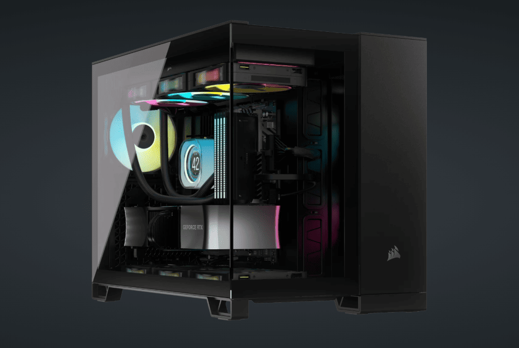 Corsair 2500X RGB Dual-Chamber táp nélküli ablakos Mid Tower számítógépház fekete