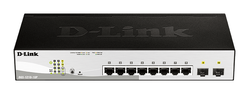 D-Link 10-port 10/100/1000 Gigabit PoE Smart Switch including 2 Combo 1000BaseT/