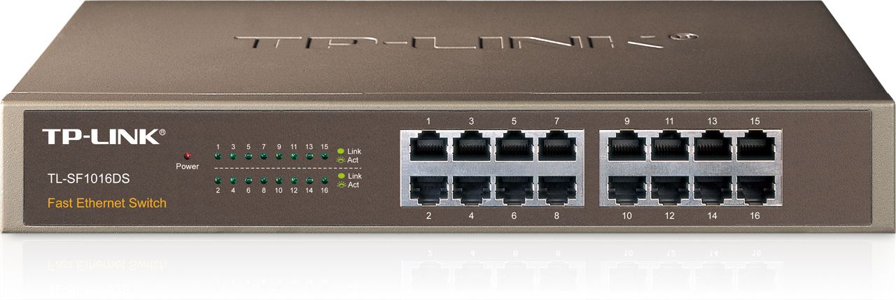 TL-SF1016DS 16-PORT SWITCH RJ45 10/100M 1HE 13-INCH MNTABLE 3Y