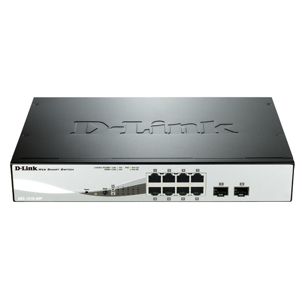 D-Link 8-port 10/100/1000 Gigabit PoE Smart Switch including 2 Combo 1000BaseT/S