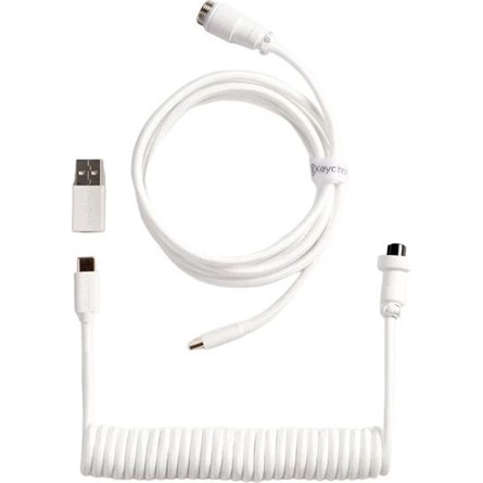 Keychron Coiled Aviator 8K USB-C -> 5-Pin (GX12) M/F adatkábel 1.7m fehér +A-C típusú adapter