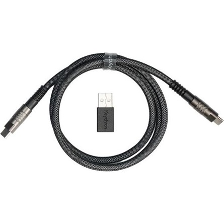 Keychron Double-Sleeved Geek 8K USB-C -> USB-C M/M adatkábel 1m fekete + USB-A adapter