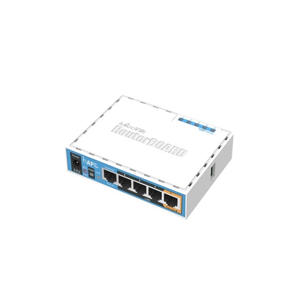 MikroTik hAP ac lite with 650MHz CPU, 64MB RAM, 5xLAN, built-in 2.4Ghz 802.11b/g