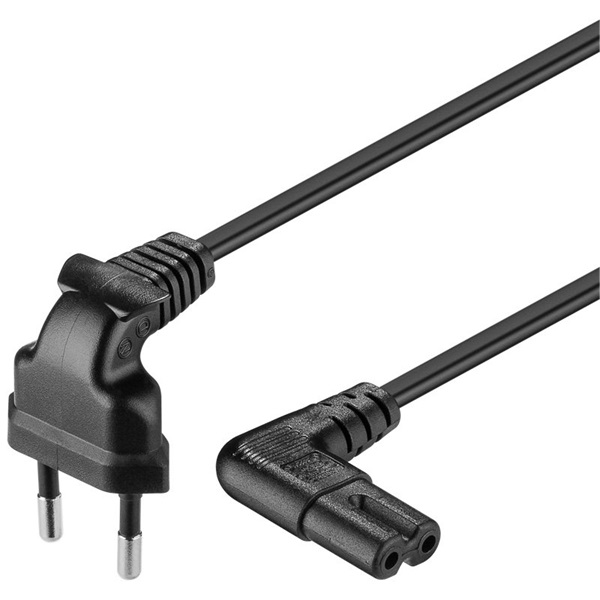 PREMIUMCORD Tápkábel, CEE 7/16 (C) - IEC C7, 90 fokos, 230V, 3m, fekete