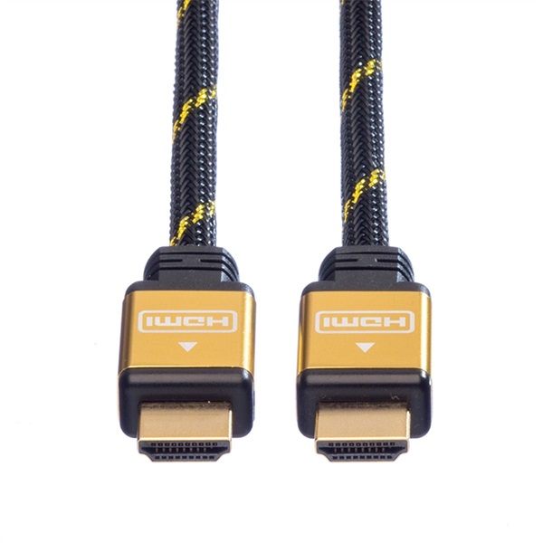 ROLINE Kábel HDMI- HDMI + Ethernet, 4K@30Hz, M/M, 15 m, fekete/arany