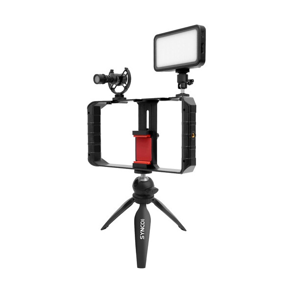 SYNCO Vlogger Kit 1 vlogging szett okostelefonokhoz, mikrofon, LED, mini állvány, mobiltelefon cage