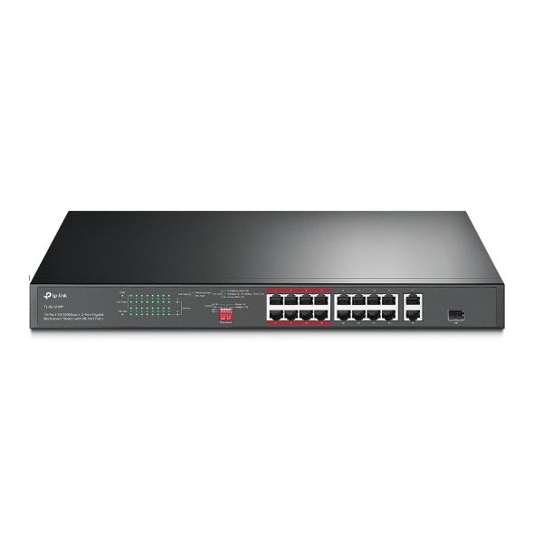 TP-LINK TL-SL1218P 16-Port 10/100Mbps + 2-Port Gigabit Rackmount Switch