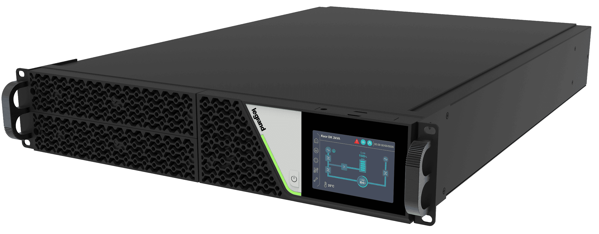LEGRAND KEOR DK UPS, 1000VA, 2U-640mm BEM: C20 KIM: 6xC13+1xC19 online kettős konverziós szünetmentes rack/torony
