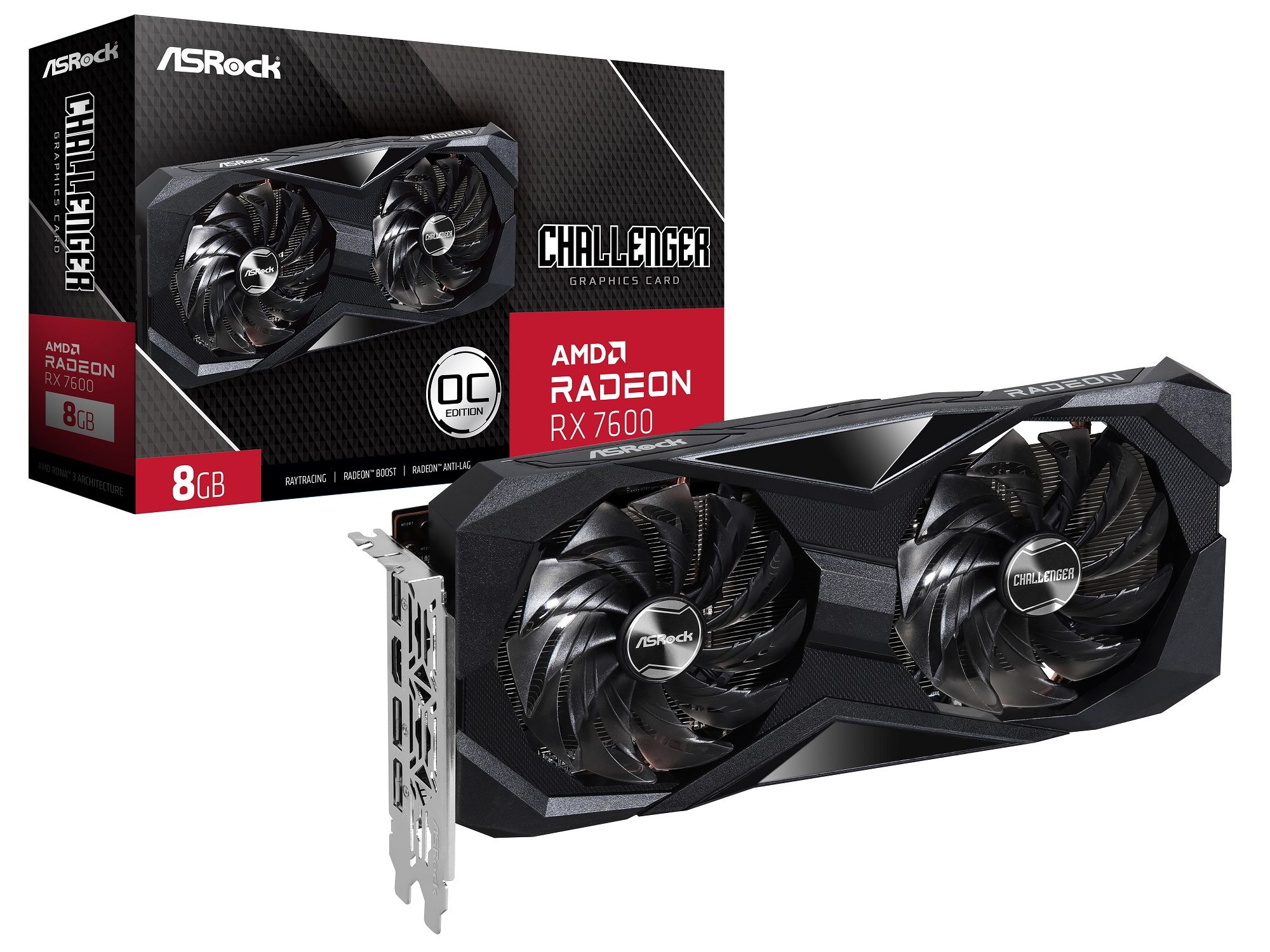 ASROCK Videokártya PCI-Ex16x AMD RX 7600 CHALLENGER 8GB DDR6 OC