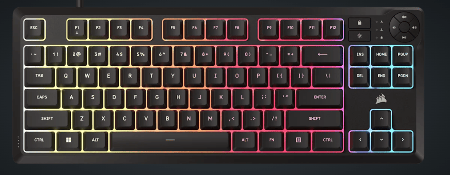 Corsair K55 CORE TKL RGB USB angol (US) gaming membrán billentyűzet fekete