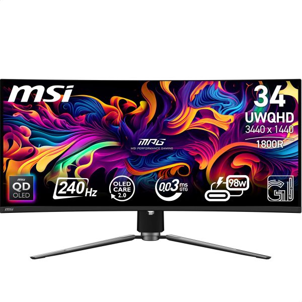 MSI MPG 341CQPX QD-OLED 34.18" ívelt Quantum Dot OLED gaming monitor fekete 240Hz FreeSync Premium Pro