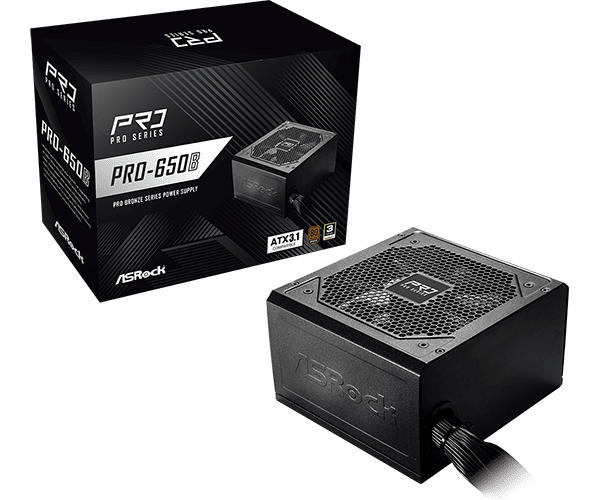 Asrock PRO-650B ATX desktop tápegység 650W 80+ Bronze BOX