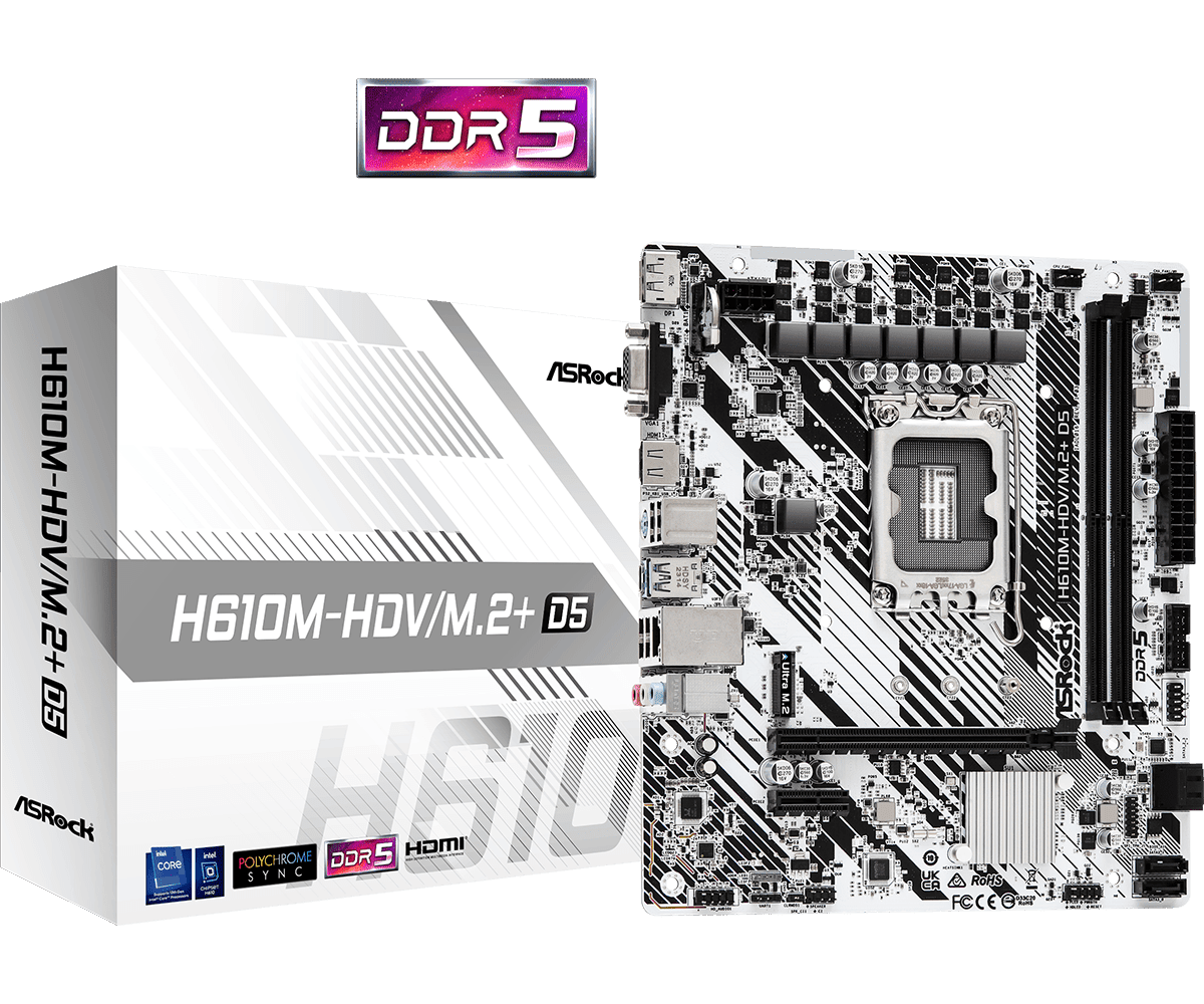 ASRock LGA1700 H610M-HDV/M.2+ D5 alaplap