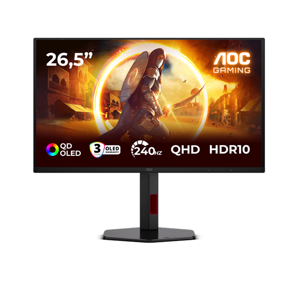 AOC Agon Q27G4ZDR 26.5" Quantum Dot OLED gaming monitor fekete 240Hz G-Sync
