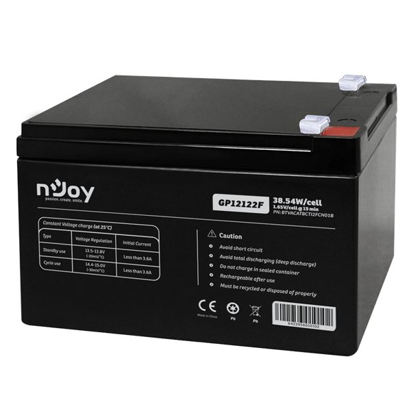 APC (NJOY) GP12122F Akkumulátor 12V/12Ah zárt, gondozásmentes Borne T2