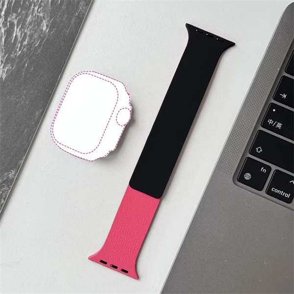 BLACKBIRD Szíj Iwatch készülékhez LITCHI Fekete Pink 42/44/45/46/49 mm