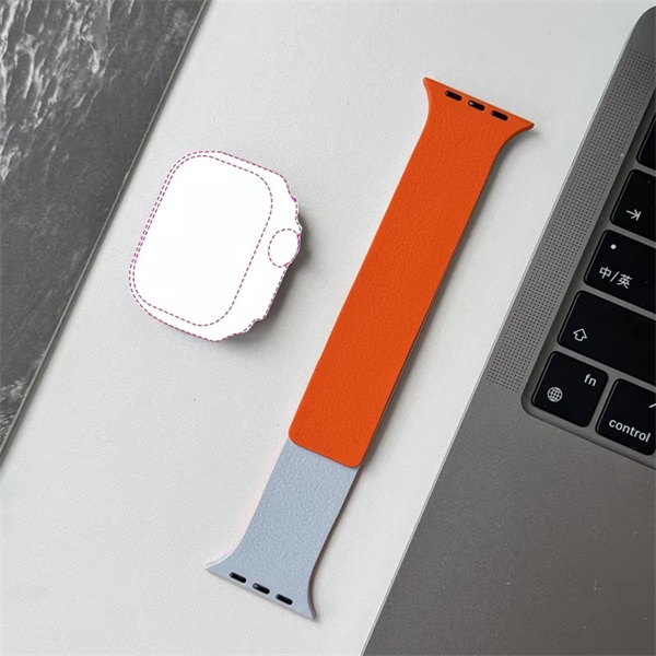 BLACKBIRD Szíj Iwatch készülékhez LITCHI Kék Narancs 42/44/45/46/49 mm