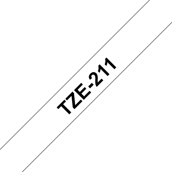 TZE-211 LAMINATED TAPE 6MM 8M BLACK ON WHITE