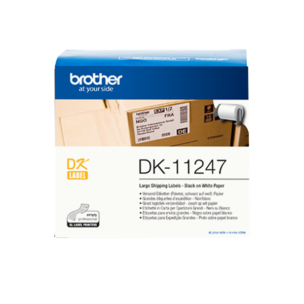 Brother DK-11247 102×164mm 30,48m Black on White címketekercs fekete-fehér