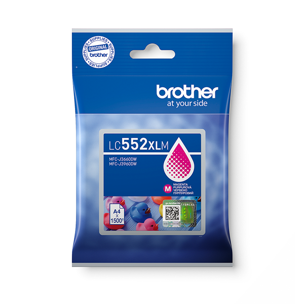 BROTHER Tintapatron LC552XLM,  Szuper nagy töltetű - 1500 oldal, Magenta