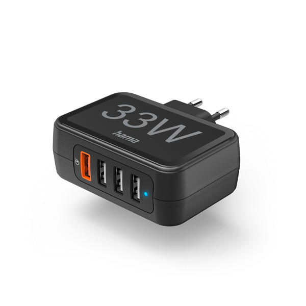 HAMA 201629, HÁLÓZATI TÖLTŐ, 1xQC3.0, 3xUSB, PD/QC, 4 PORT, 33W