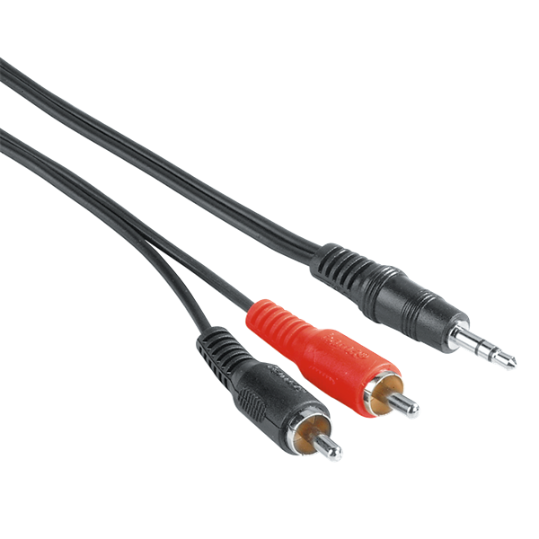 HAMA 205107, ECO 3,5MM JACK-2RCA ÖSSZEKÖTŐKÁBEL 25DB/CSG 5,0M, FEKETE