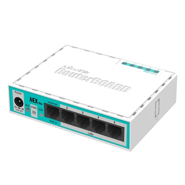 MIKROTIK Vezetékes Router hEX lite 1x100Mbps, Beltéri, RB750R2
