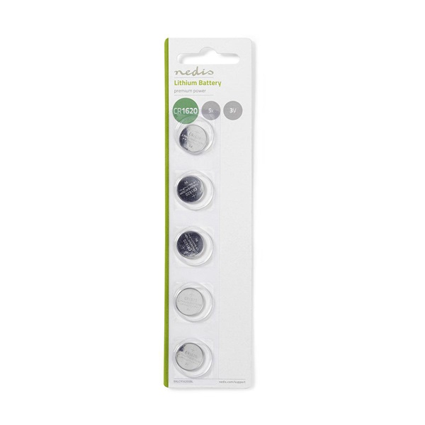 Nedis BALCR16205BL 3V lítium gombelem CR1620, 5db/csomag