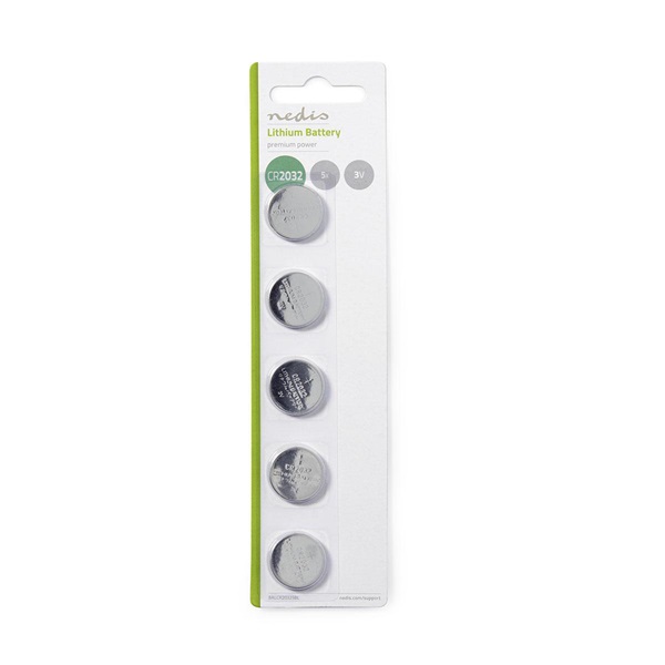 Nedis BALCR20325BL 3V lítium gombelem CR2032, 5db/csomag