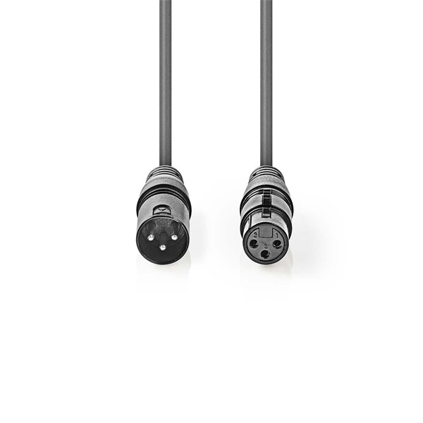 Nedis COTH15010GYO5 balanced/szimmetrikus félprofi XLR audio kábel,XLR dugó- aljzat, 0.5m, rugalmas