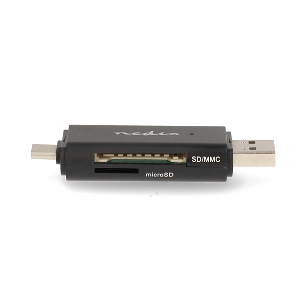 Nedis CRDRU2110BK USB2.0 - USBC kártyaolvasó microSD (TF) / microSDHC (TF) / microSDXC (TF) / SD / SDHC / SDXC